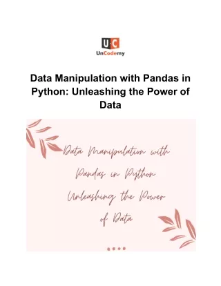 Data Manipulation with Pandas in Python_ Unleashing the Power of Data