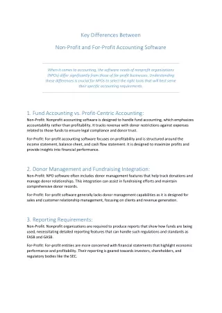 Key Differences Between Non-Profit and For-Profit Accounting Software