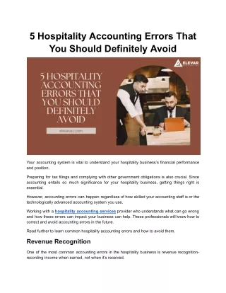 5 Hospitality Accounting Errors That You Should Definitely Avoid