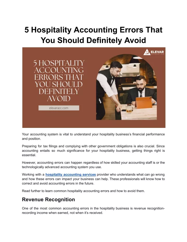 5 hospitality accounting errors that you should