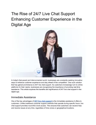 The Rise of 24_7 Live Chat Support Enhancing Customer Experience in the Digital Age