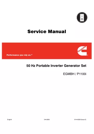 Cummins Onan EGMBH P1100i 50 Hz Portable Inverter Generator Set Service Repair Manual