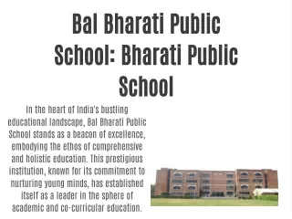 Bal Bharati Public School: Bharati Public School