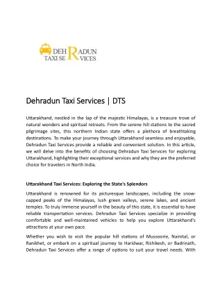 Dehradun Taxi Services | Taxi in Dehradun
