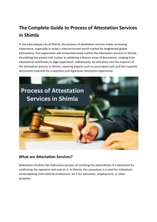 The Complete Guide to Process of Attestation Services in Shimla