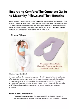 Embracing Comfort: The Complete Guide to Maternity Pillows and Their Benefits