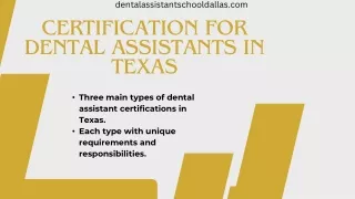 Certification For Dental Assistants in Texas