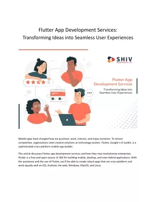 Flutter App Development Services -Transforming Ideas into Seamless User Experiences