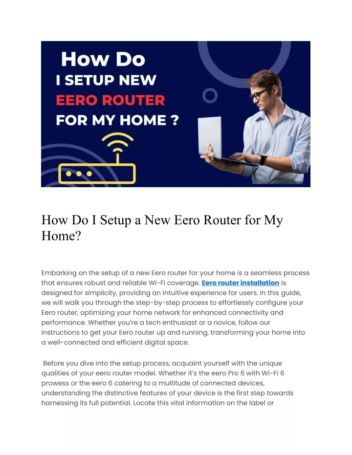 how do i setup a new eero router for my home