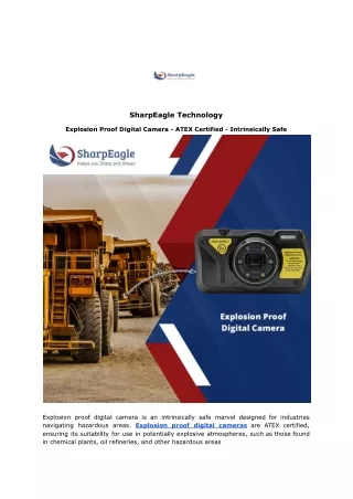 Explosion Proof Digital Camera - ATEX Certified - Intrinsically Safe
