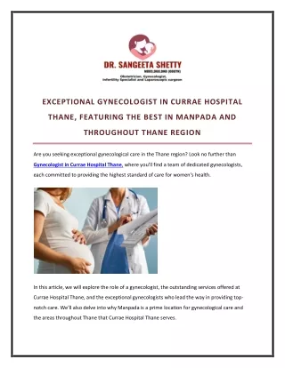 Exceptional Gynecologist in Currae Hospital Thane, featuring the best in Manpada and throughout Thane region (Autosaved)