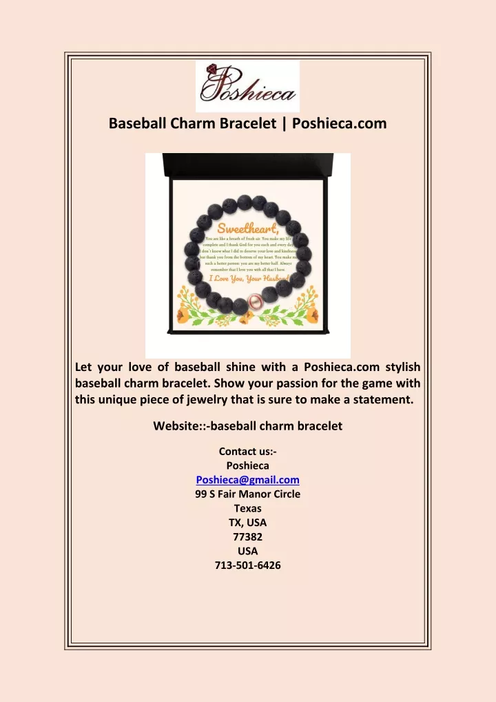baseball charm bracelet poshieca com