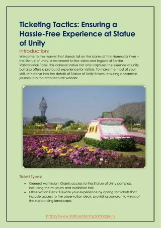 Ticketing Tactics Ensuring a Hassle-Free Experience at Statue of Unity