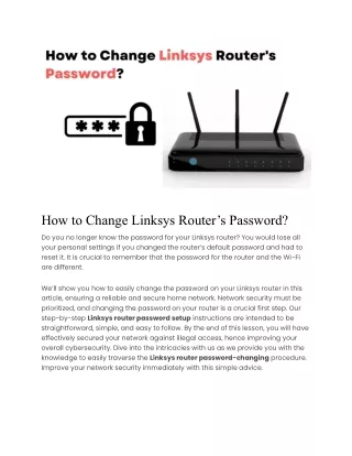 How to Change Linksys Router Password