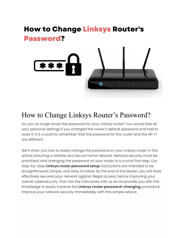 how to change linksys router s password