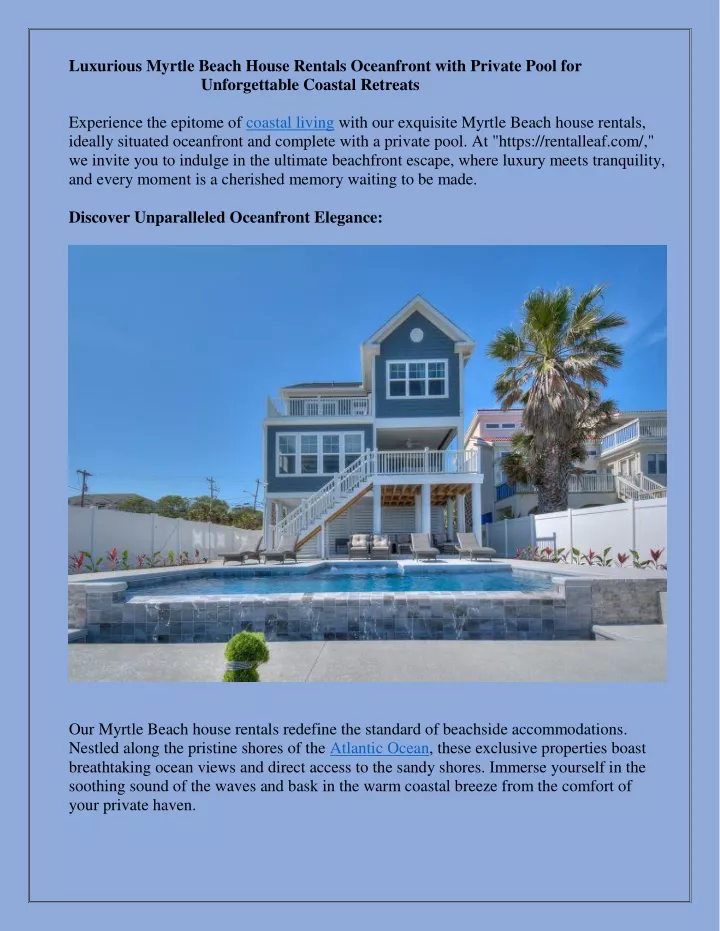 luxurious myrtle beach house rentals oceanfront