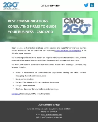 BEST COMMUNICATIONS CONSULTING FIRMS TO GUIDE YOUR BUSINESS - CMOs2GO