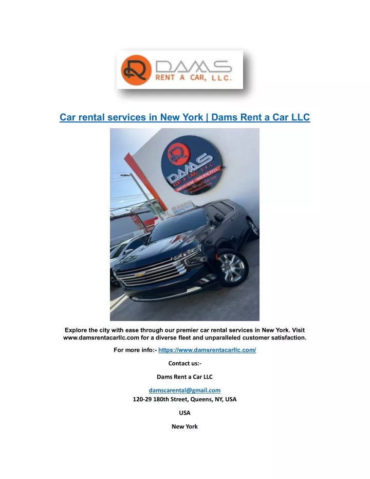 car rental services in new york dams rent