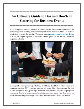 Corporate Catering Dos And Don’ts A Comprehensive Guide