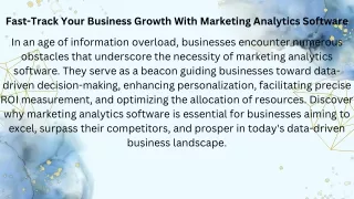 Fast-Track Your Business Growth With Marketing Analytics Software