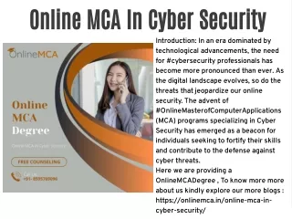 Online MCA In Cyber Security