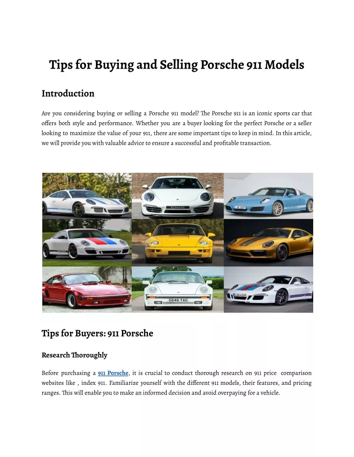 tipsforbuyingandsellingporsche911models