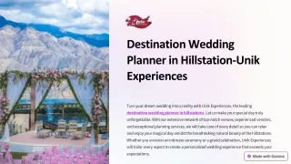Destination Wedding Planner in Hillstation