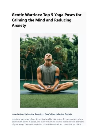 Top 5 Yoga Poses for Calming the Mind and Reducing Anxiety
