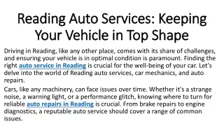 reading auto services keeping your vehicle in top shape