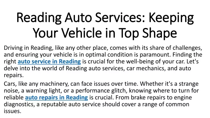reading auto services keeping your vehicle in top shape