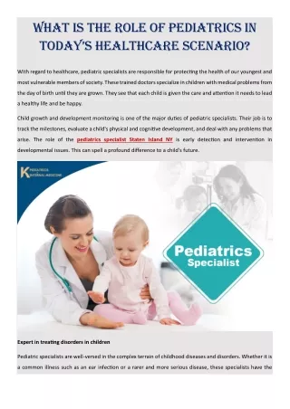 What Is The Role of Pediatrics in Today’s Healthcare Scenario?