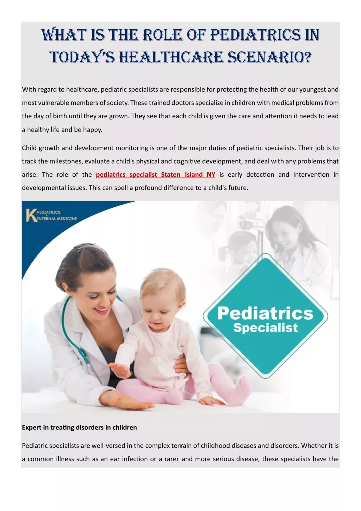 what is the role of pediatrics in today