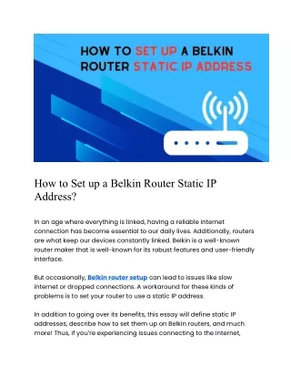 How to Set up a Belkin Router Static IP Address