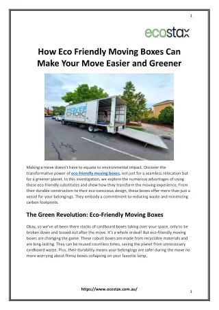 How Eco Friendly Moving Boxes Can Make Your Move Easier and Greener