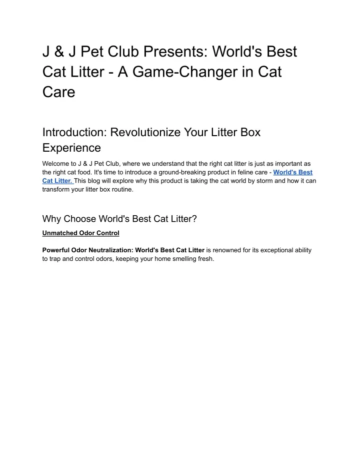 j j pet club presents world s best cat litter