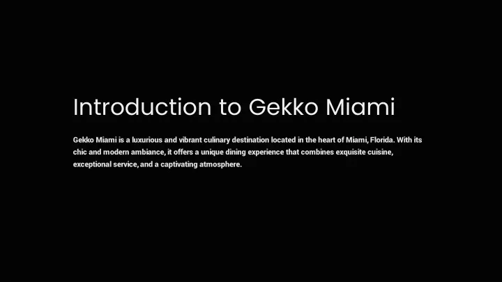 introduction to gekko miami