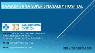 Ramakrishna Super Speciality Hospital Bangalore