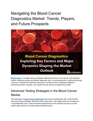 Blood Cancer Diagnostics_ Exploring Key Factors and Major Dynamics Shaping the Market Outlook