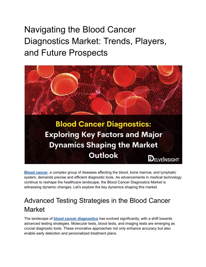 navigating the blood cancer diagnostics market