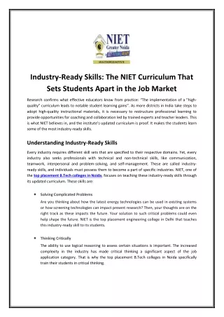 Industry-Ready Skills: The NIET Curriculum That Sets Students Apart in the Job M