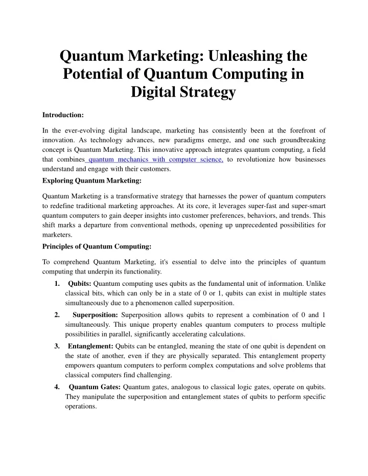 quantum marketing unleashing the potential