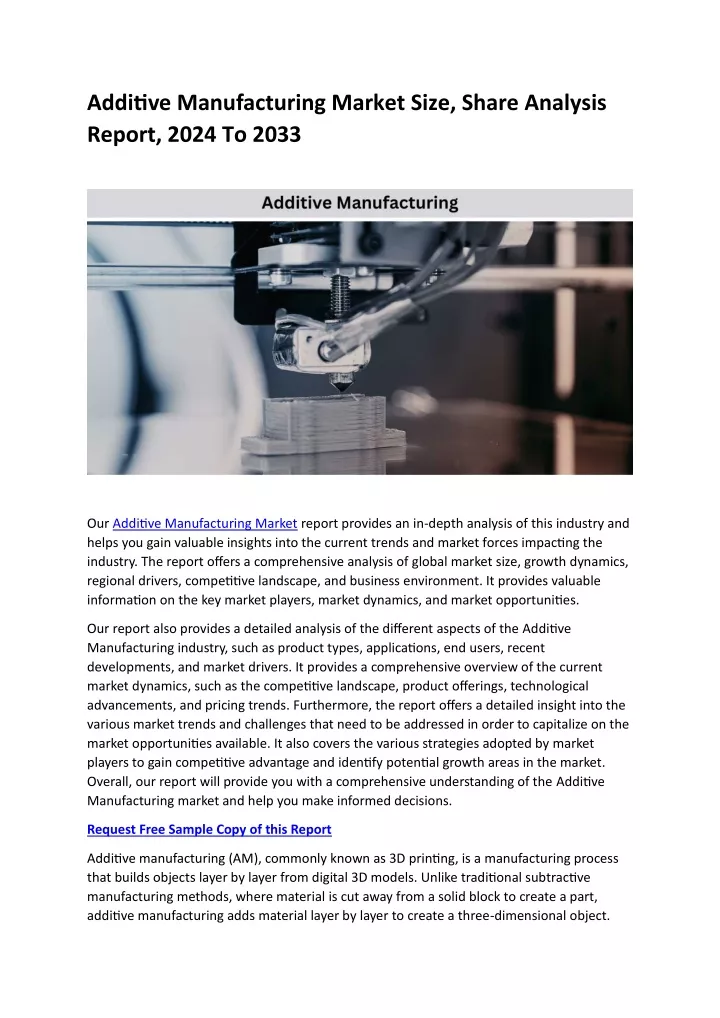 additive manufacturing market size share analysis