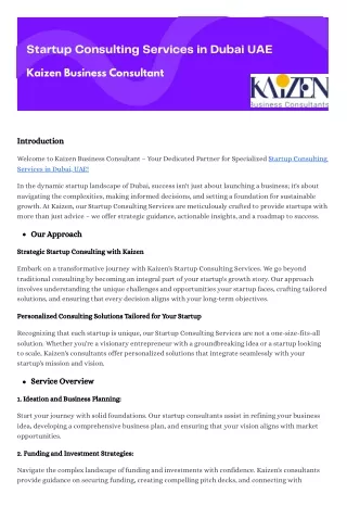 Top Startup Consulting Service Provider Firm in Dubai UAE | Kaizen