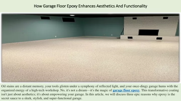 how garage floor epoxy enhances aesthetics and functionality