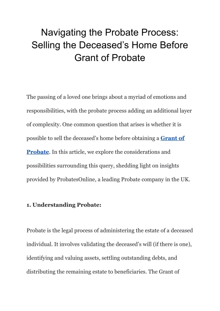 navigating the probate process selling