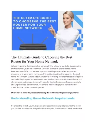 The Ultimate Guide to Choosing the Best Router for Your Home Network