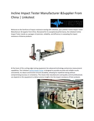 Incline Impact Tester Manufacturer &Supplier From China | Linkotest
