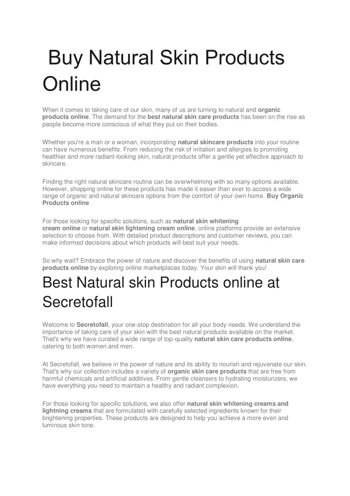 buy natural skin products online