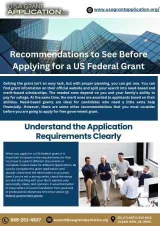 Recommendations to See Before Applying for a US Federal Grant