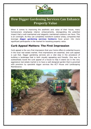 How Digger Gardening Services Can Enhance Property Value